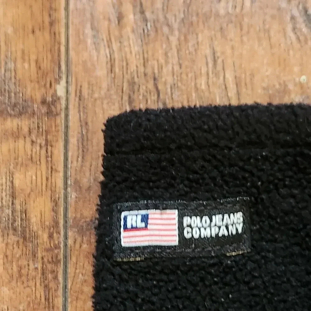 Vintage Polo Ralph Lauren Fleece Gloves Womens Size M Black Retro 90s